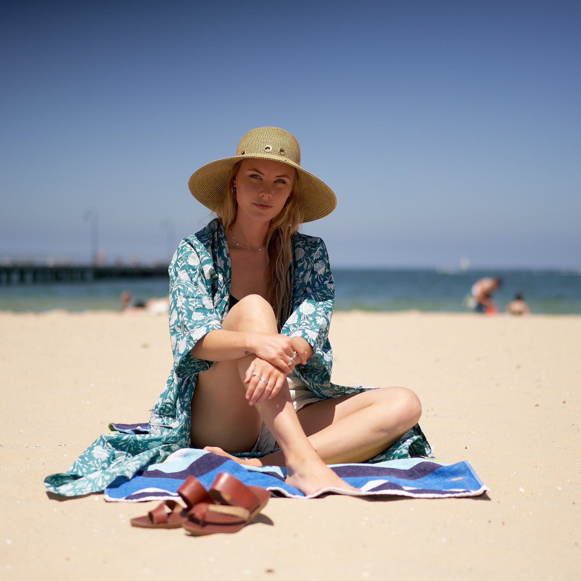 'Beach Escape' 100% Cotton Kimono Robe