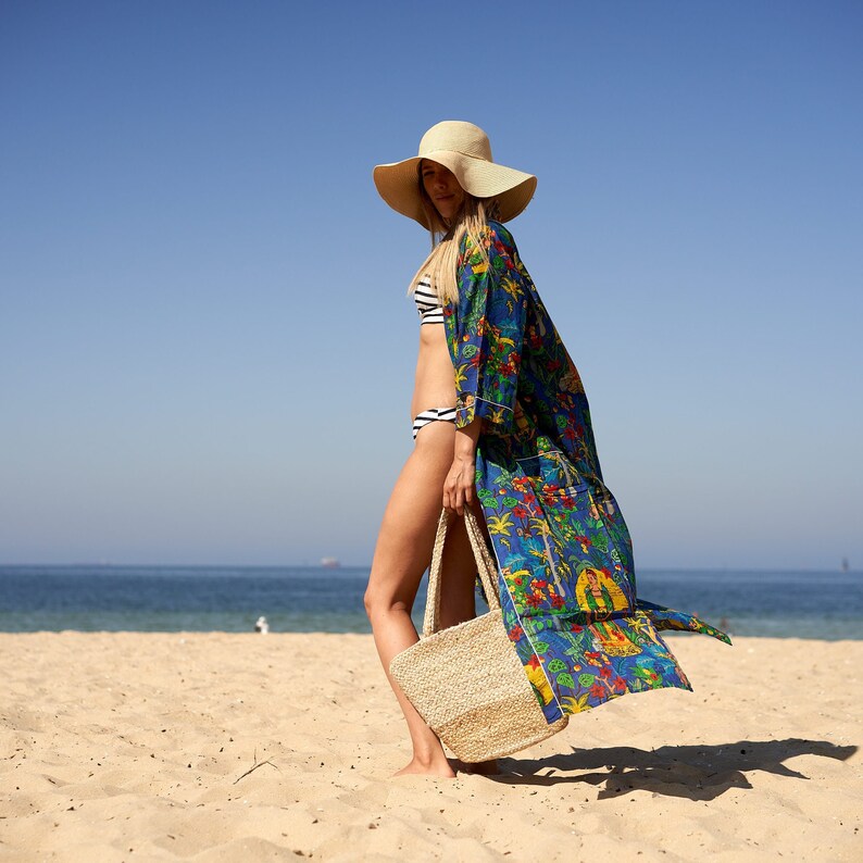 'Frida Folklore' 100% Cotton Kimono Robe