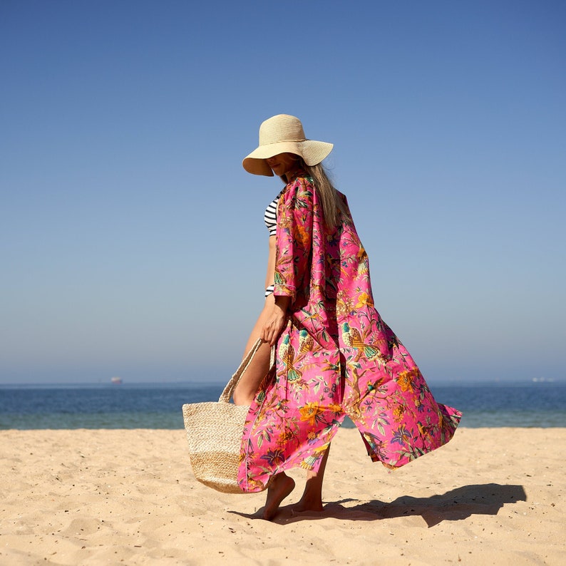 'Blossom Burst' 100% Cotton Kimono Robe
