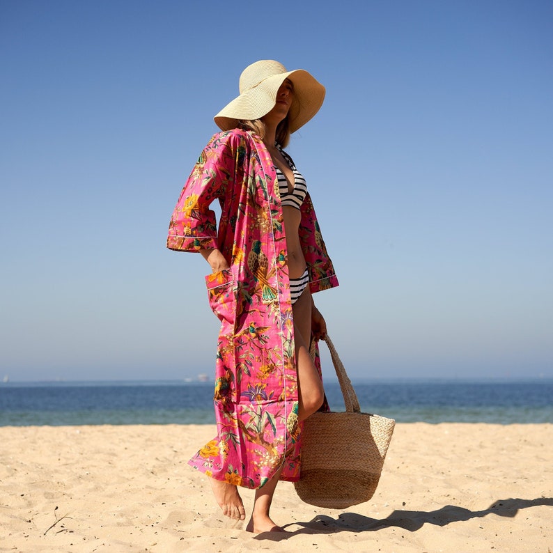 'Blossom Burst' 100% Cotton Kimono Robe
