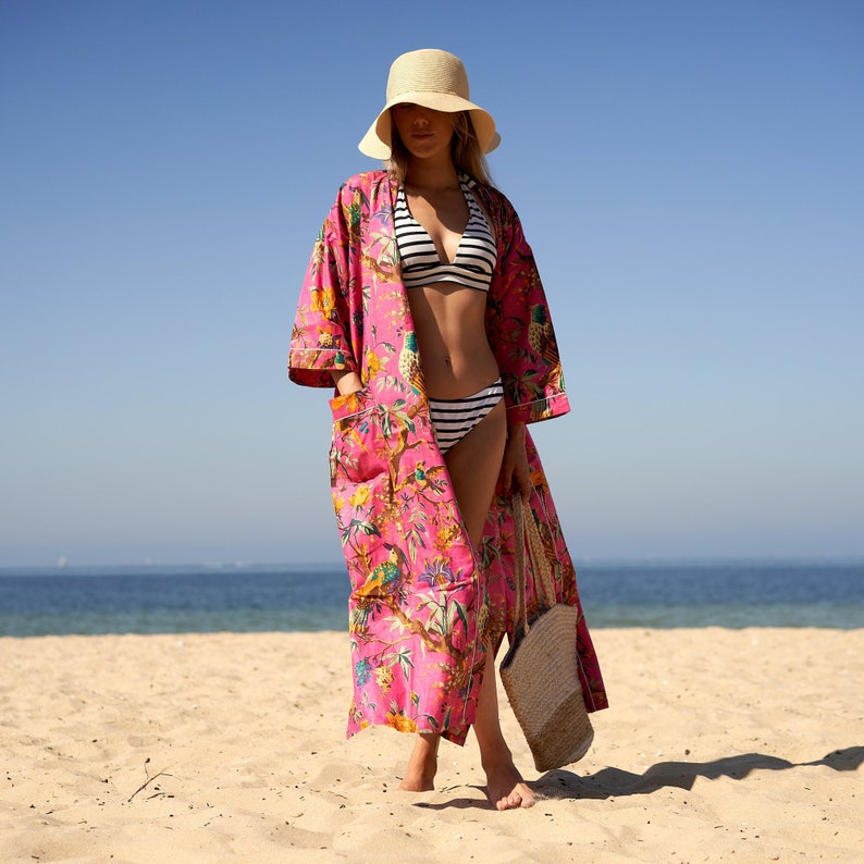 'Blossom Burst' 100% Cotton Kimono Robe