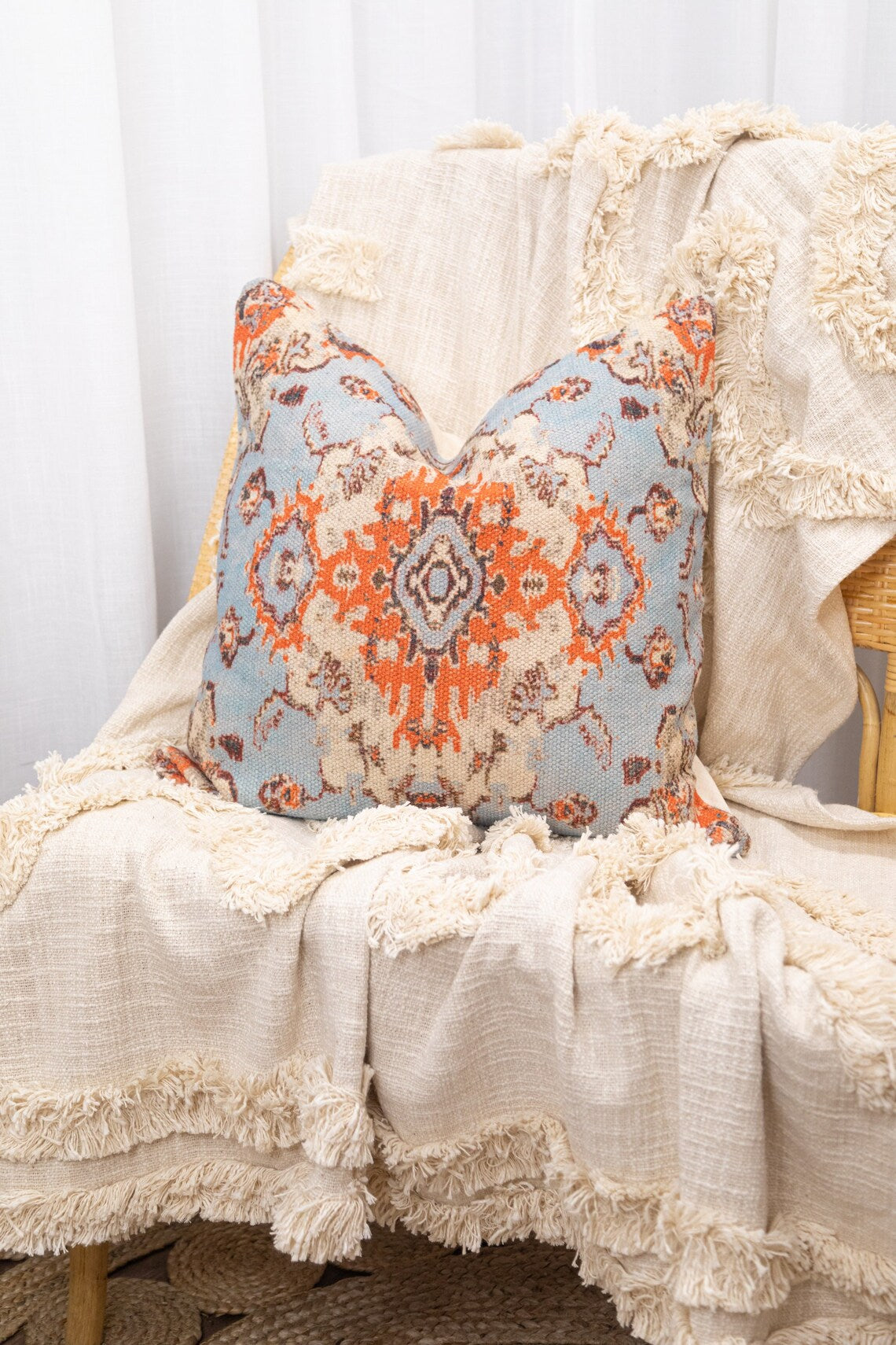 Linen Connections Moroccan Tassels Cushion Cover - Blue Mix