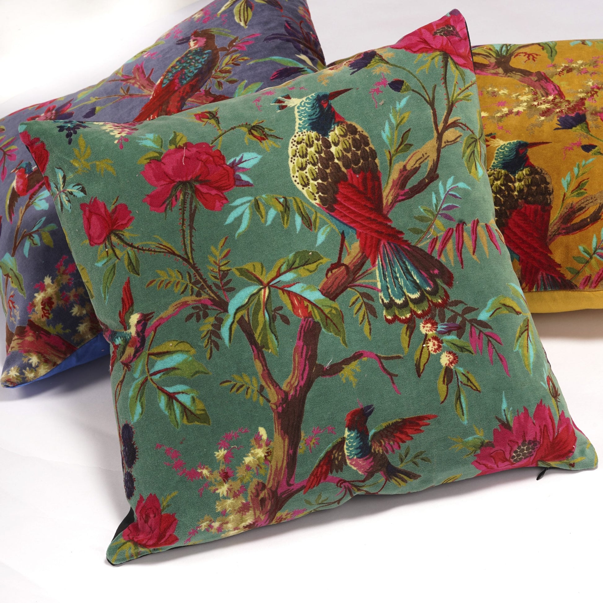 100% Cotton Velvet Cushion Cover - Green Lullaby