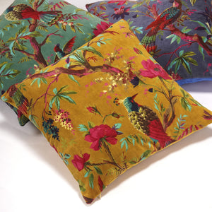 'Paradise Found' 100% Cotton Velvet Cushion Cover