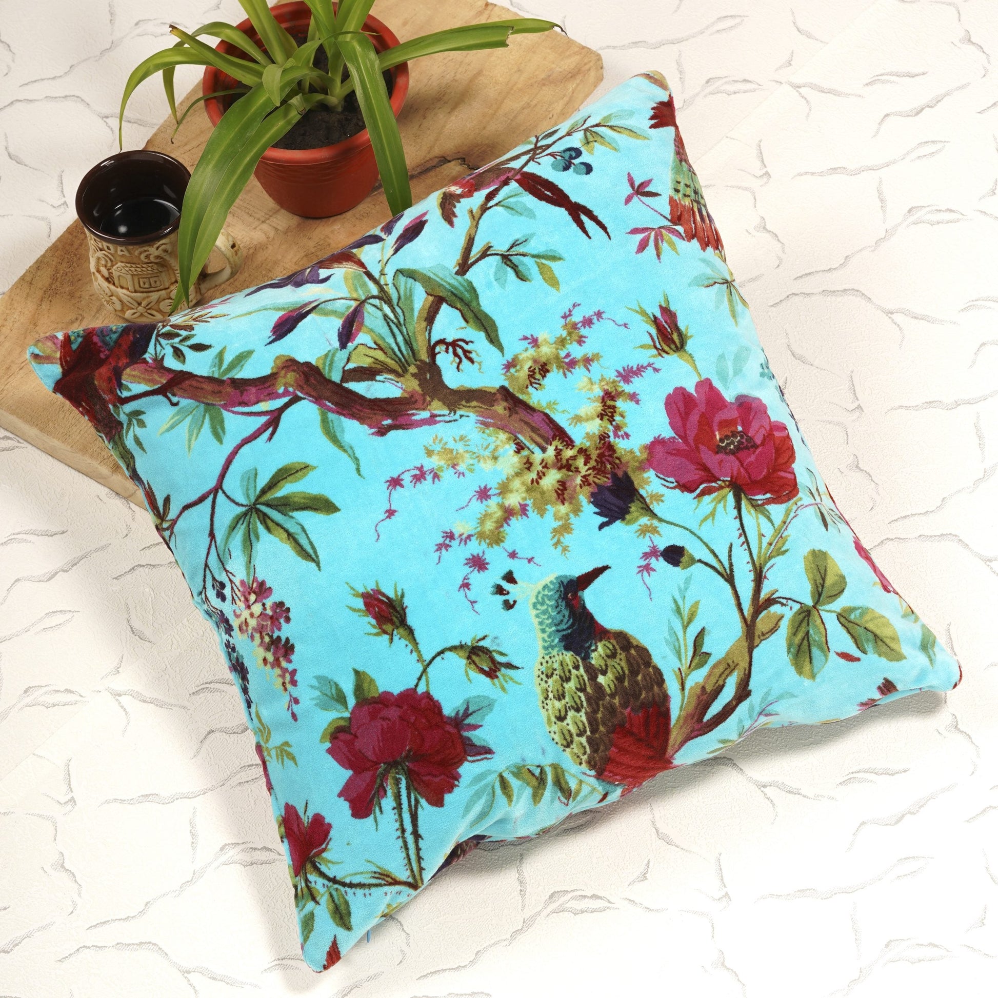 100% Velvet Cotton Cushion Cover - Sky Paradise