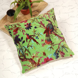'Feathered Foliage' 100% Cotton Velvet Cushion Cover