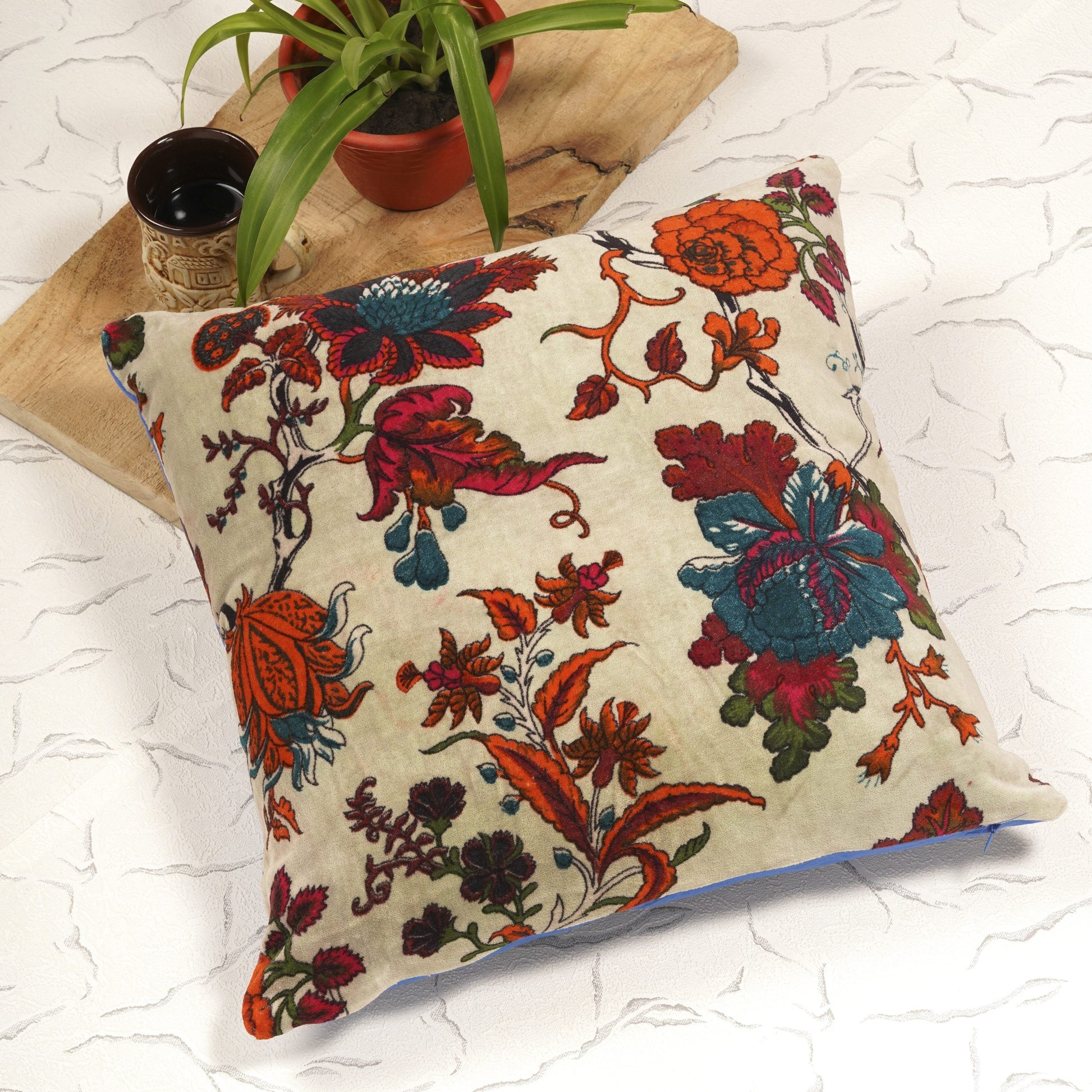100% Velvet Cotton Cushion Cover - Beige