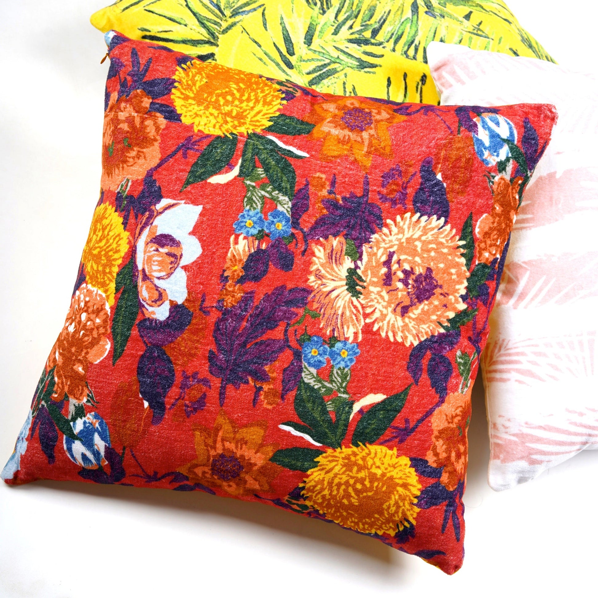 100% Cotton Velvet Cushion Cover - Decadent Florals