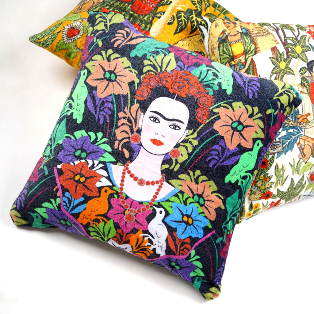 'Artistic Allure' 100% Cotton Velvet Cushion Cover