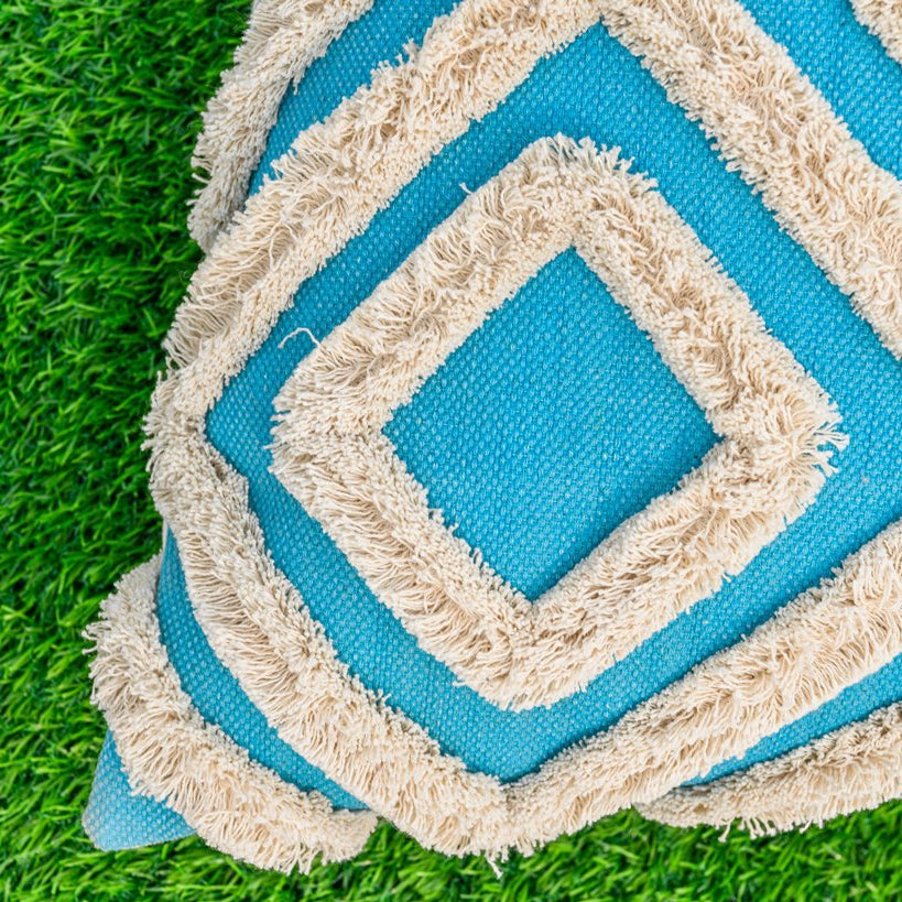 Linen Connections Moroccan Tassels Cushion Cover - Tufted Blue