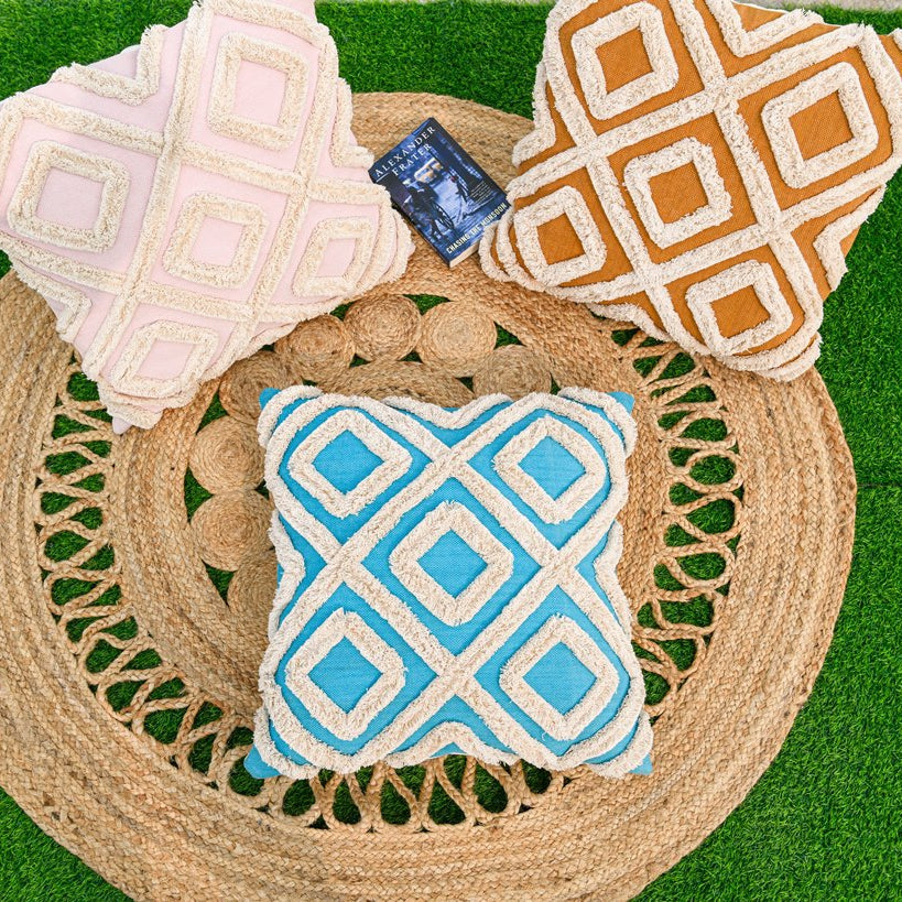 Linen Connections Moroccan Tassels Cushion Cover - Tufted Blue