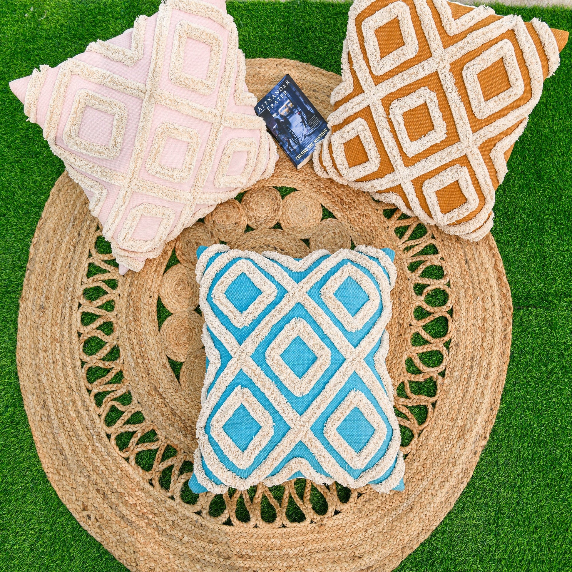 'Mustard & Cream' Hand-Woven Cotton Wool Cushion Cover
