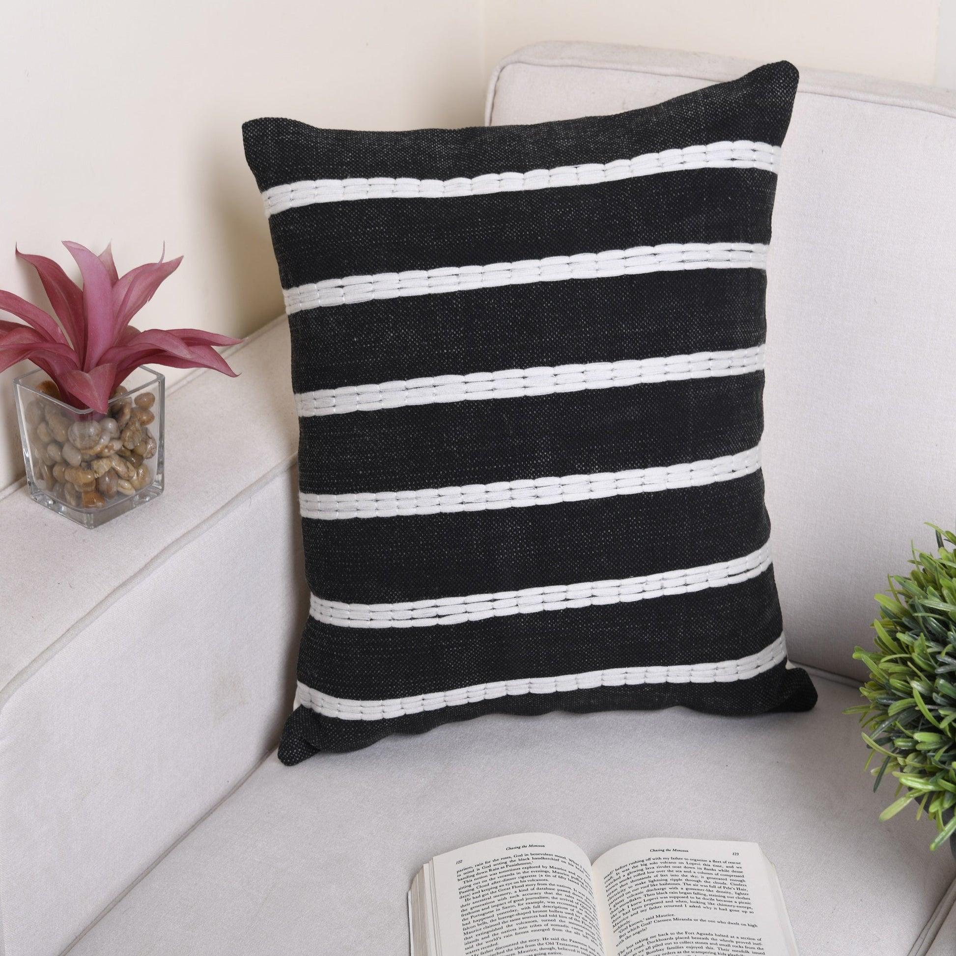 'Country Chic' Hand-Woven Cotton Wool Cushion Cover