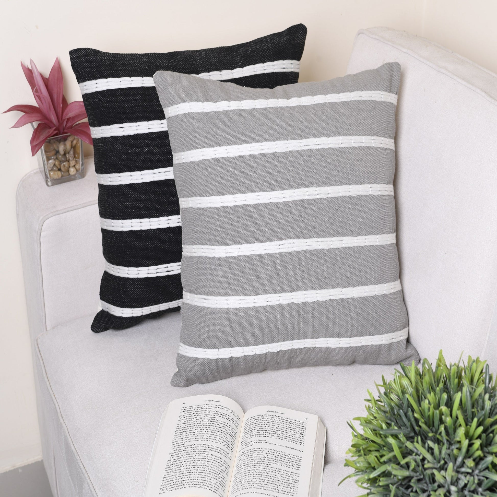 'Country Chic' Hand-Woven Cotton Wool Cushion Cover