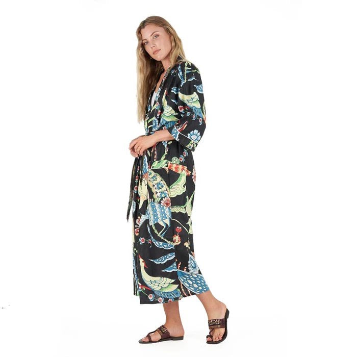 Frida Cotton Kimono Robe with Waist Tie and Lightweight Summer Design