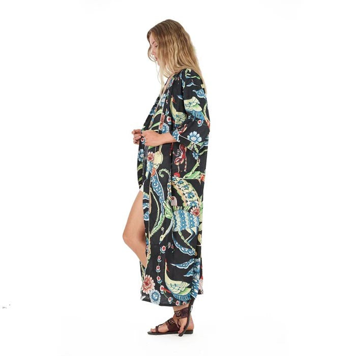 Back View of Frida Turkish Cotton Kimono Dressing Gown