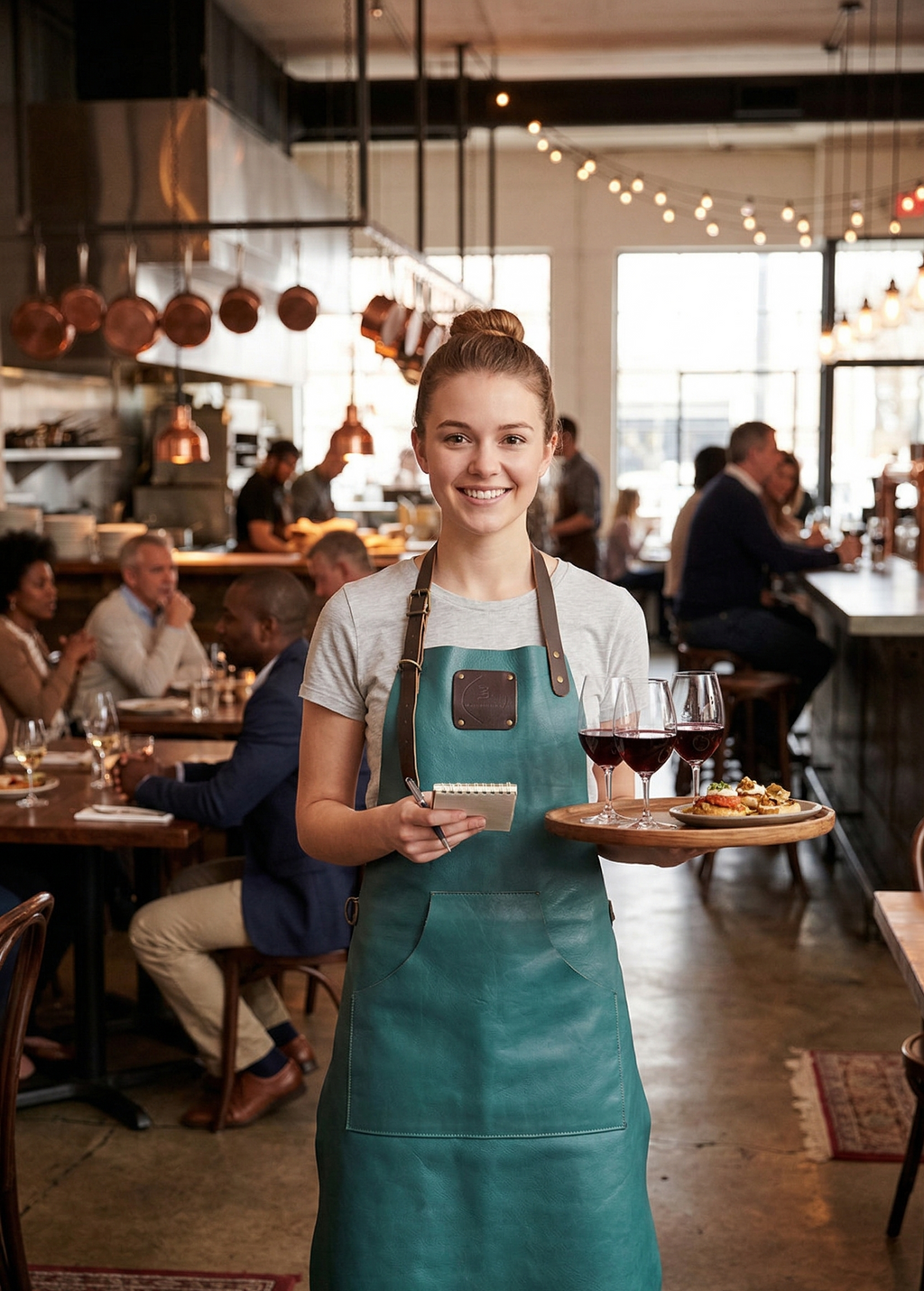 Ocean teal leather apron signature premium work apron 80x60 cm