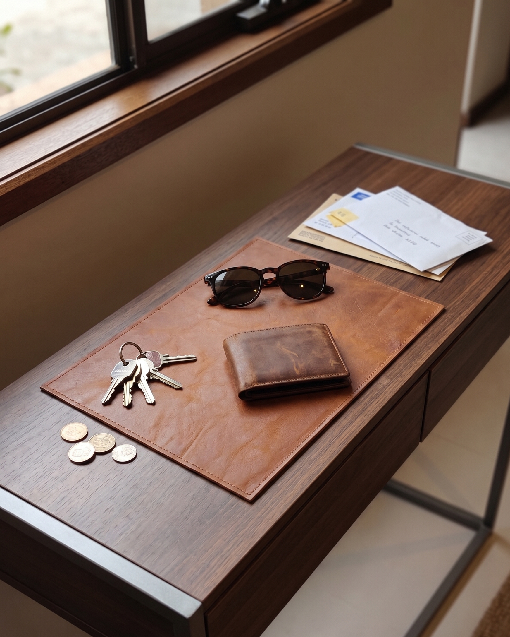 Glam Thread Premium Leather Desk Mat in Brown for Workspace Study Table and Dining Setup