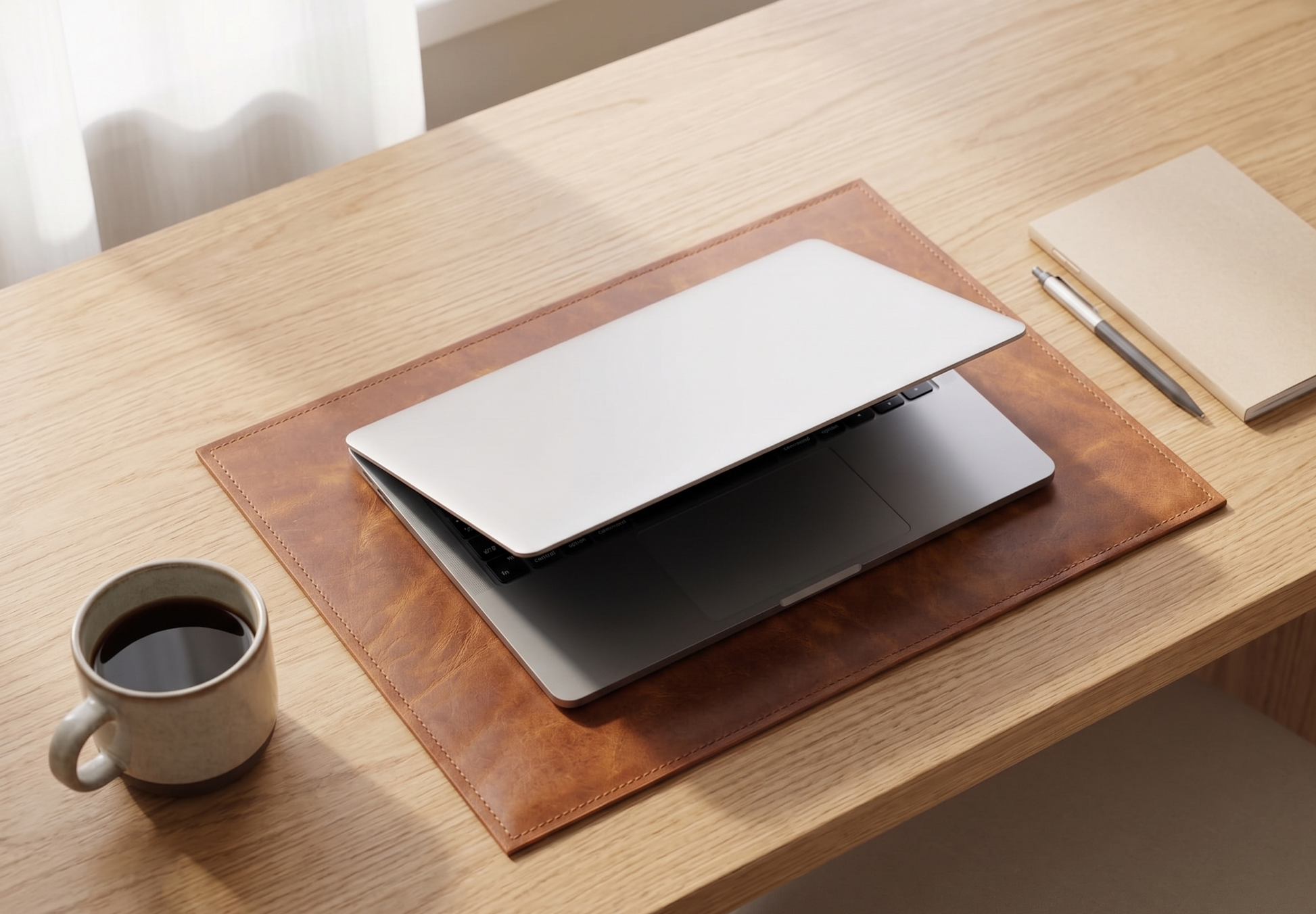 Multi-Purpose Brown Leather Desk Pad Placemat for Laptop Desk Dining Table