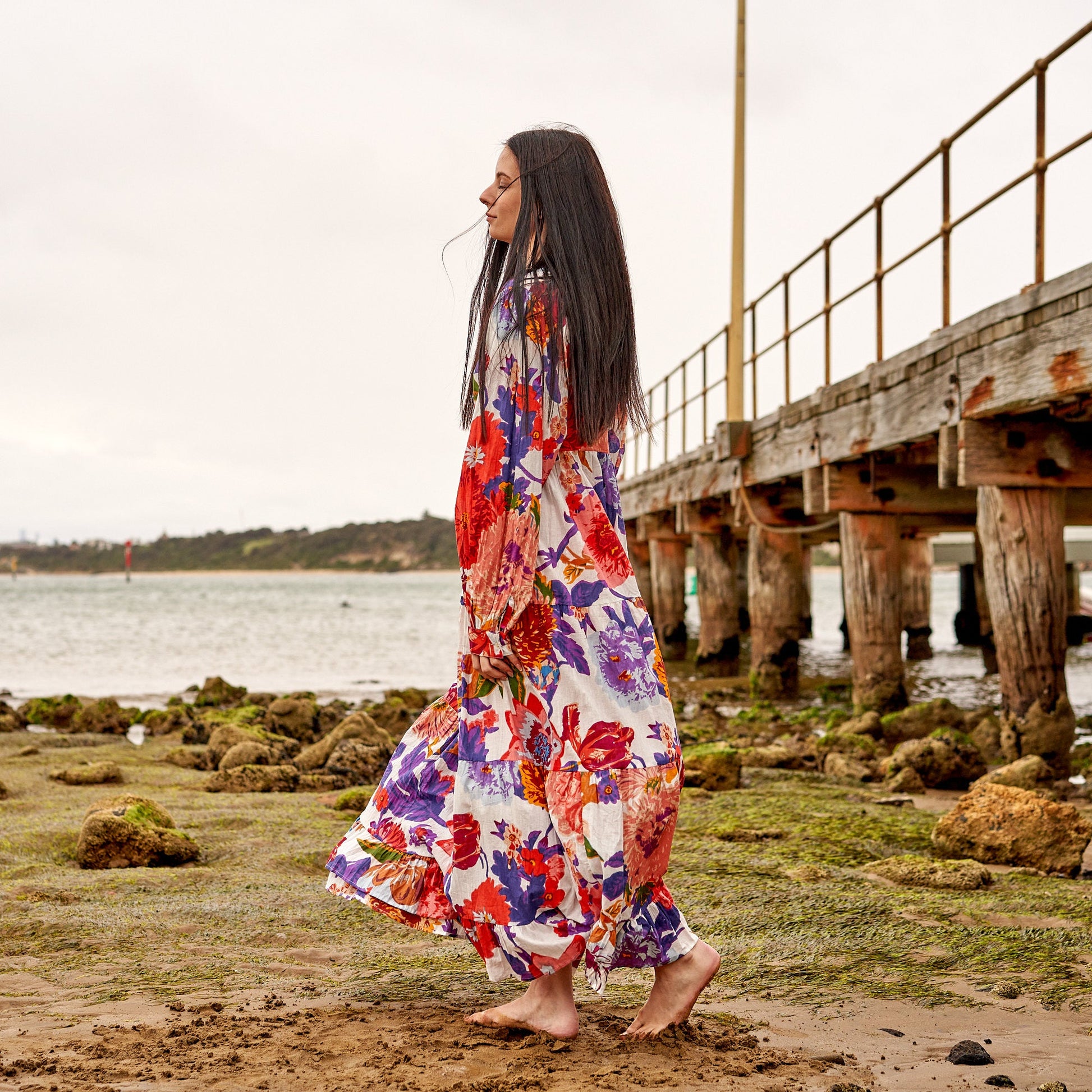 'Bold Blooms' 100% Maxi Dress