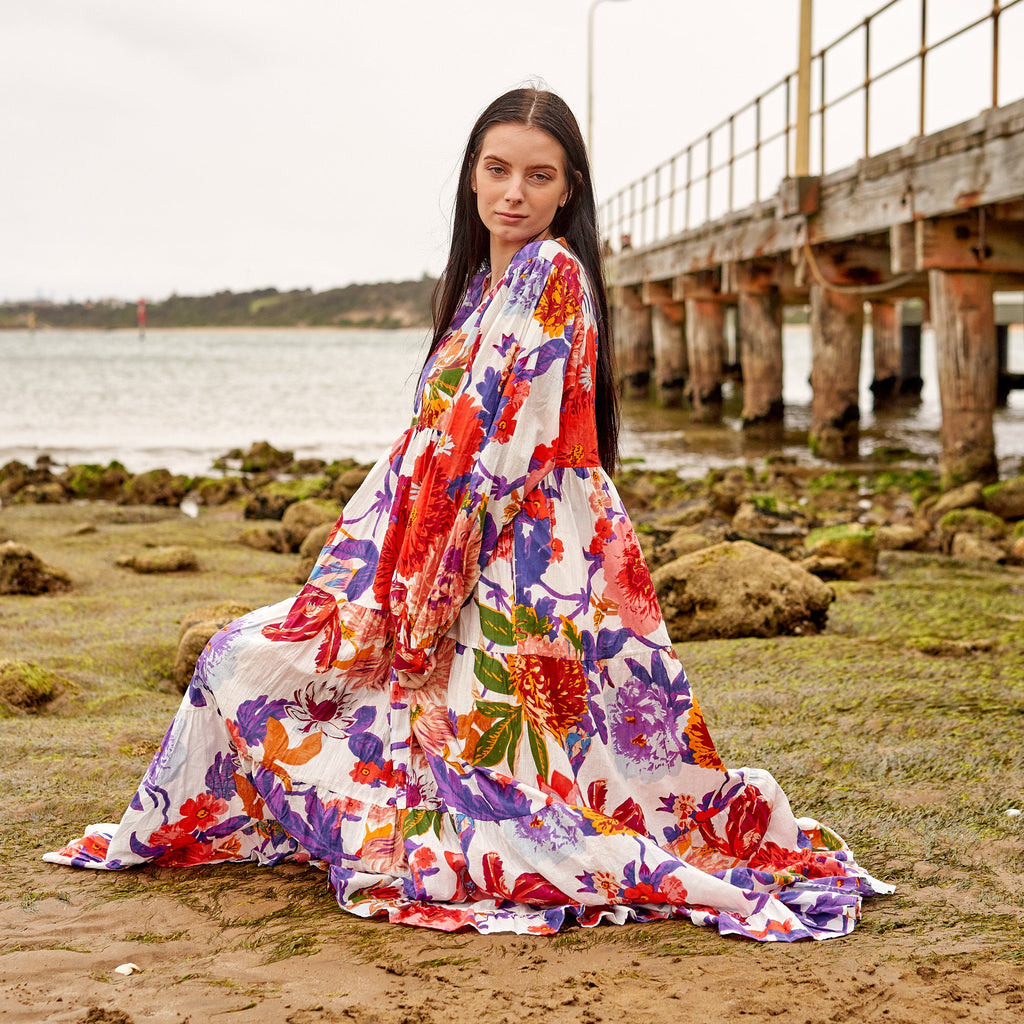 'Bold Blooms' 100% Maxi Dress