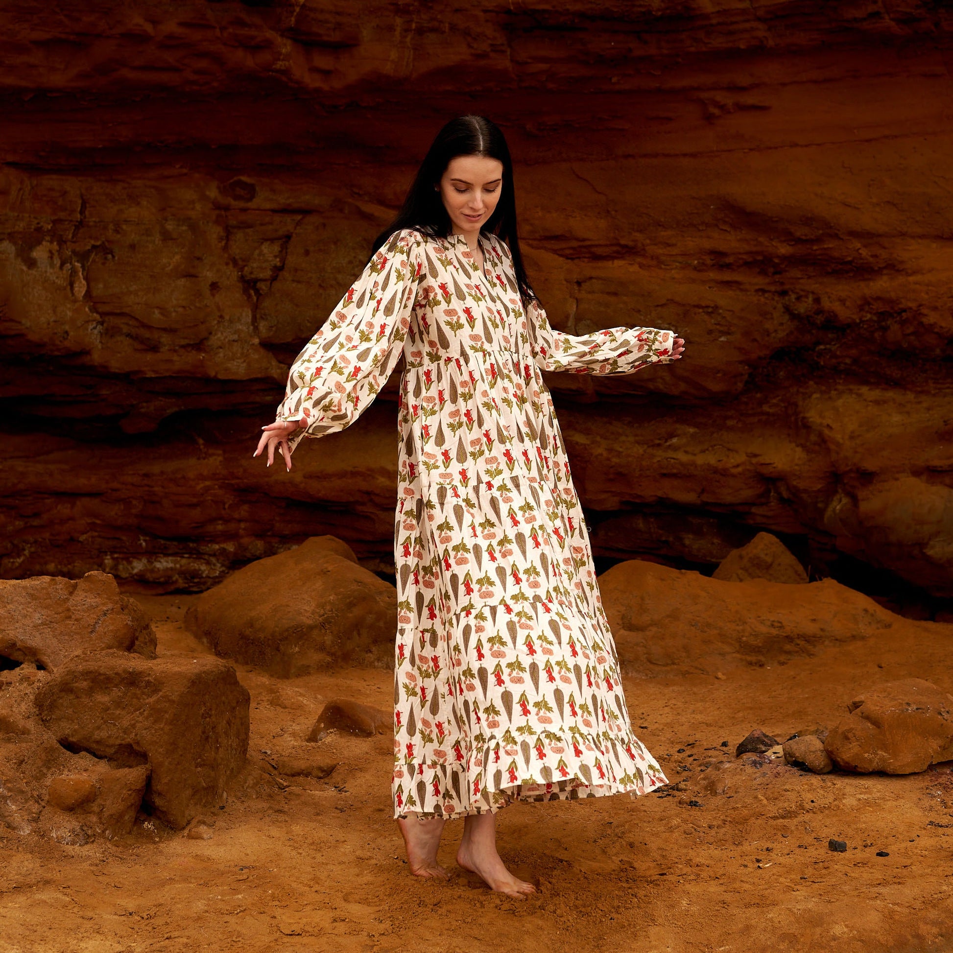 'Nature's Canvas' 100% Cotton Maxi Dress
