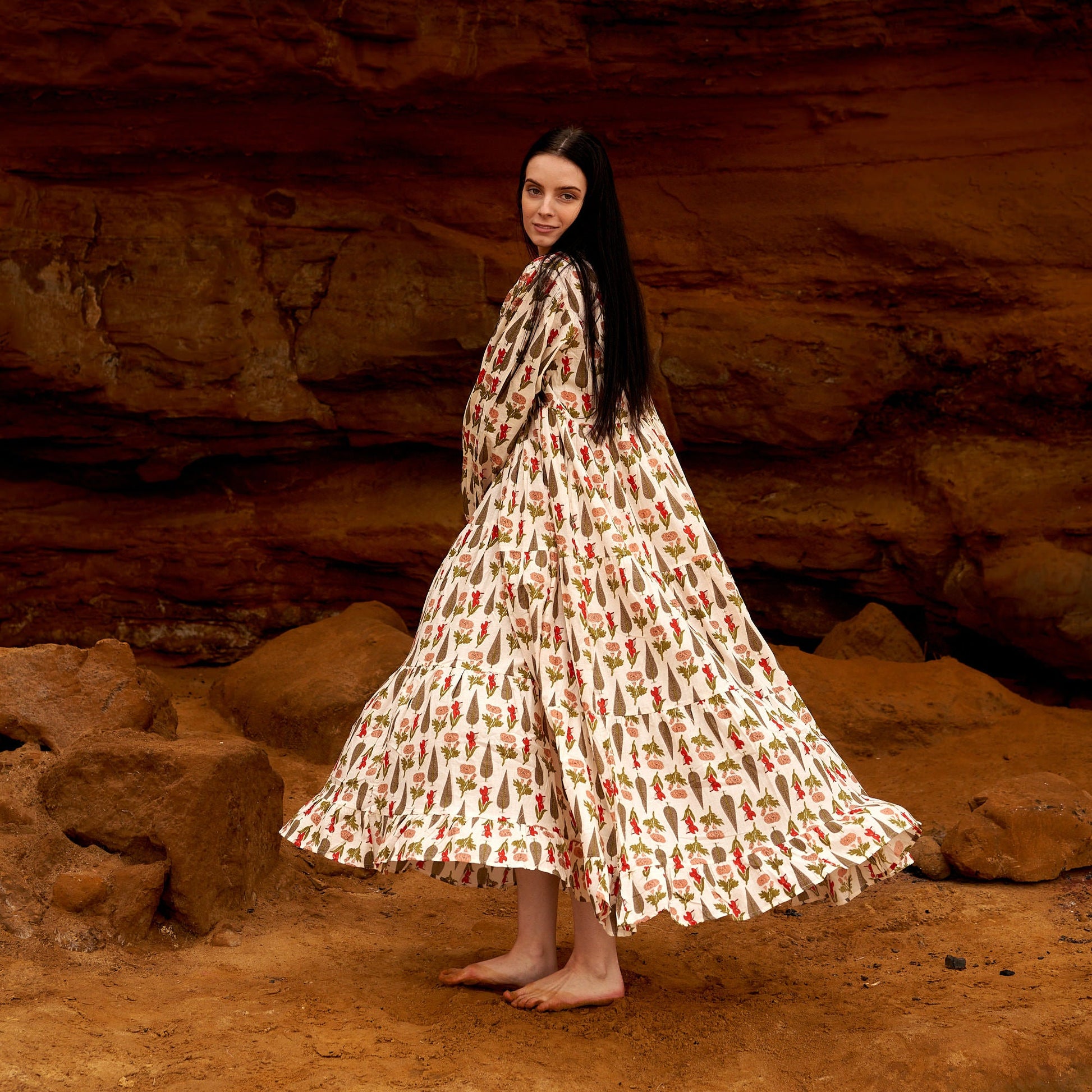 'Nature's Canvas' 100% Cotton Maxi Dress
