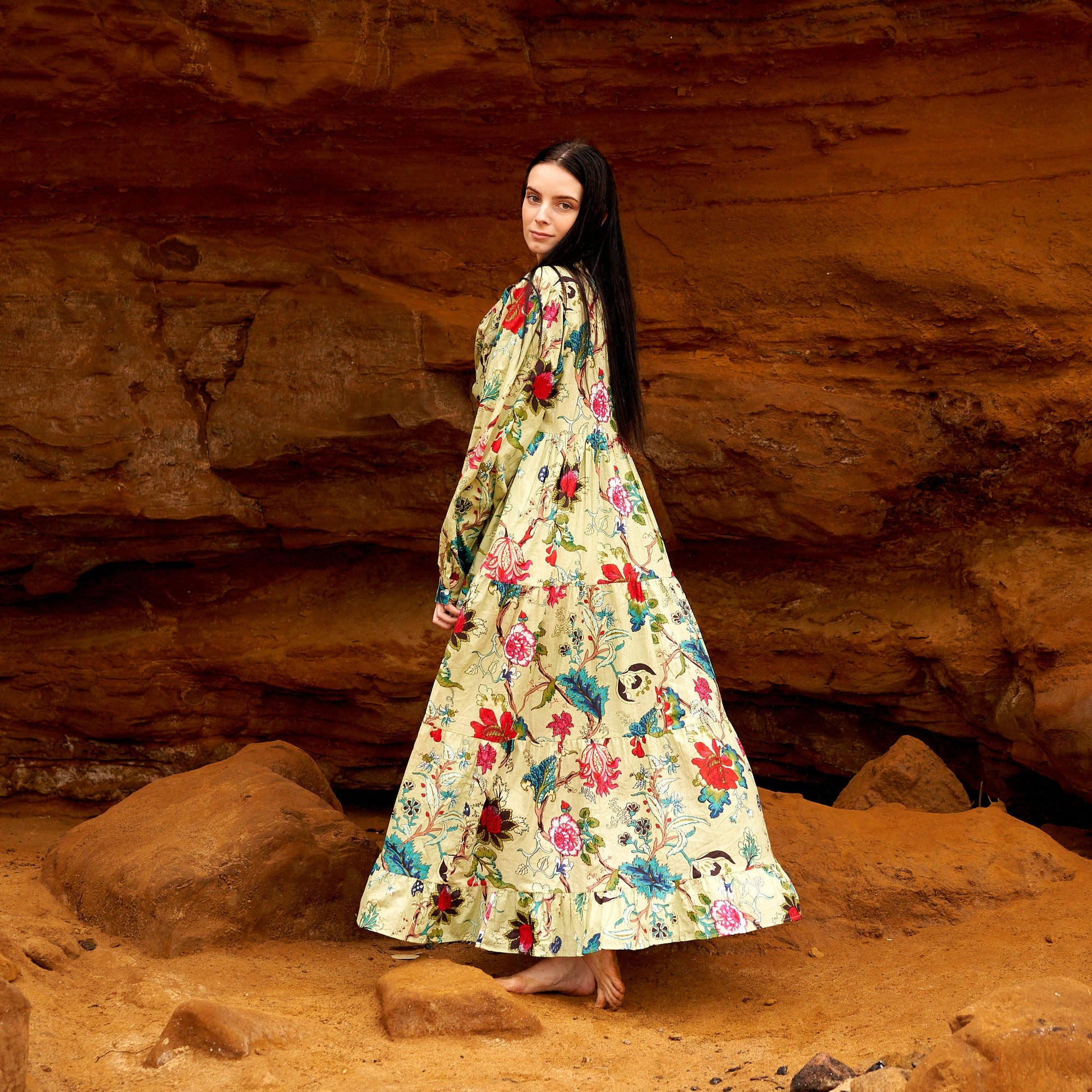 'Floral Fusion' 100% Cotton Maxi Dress