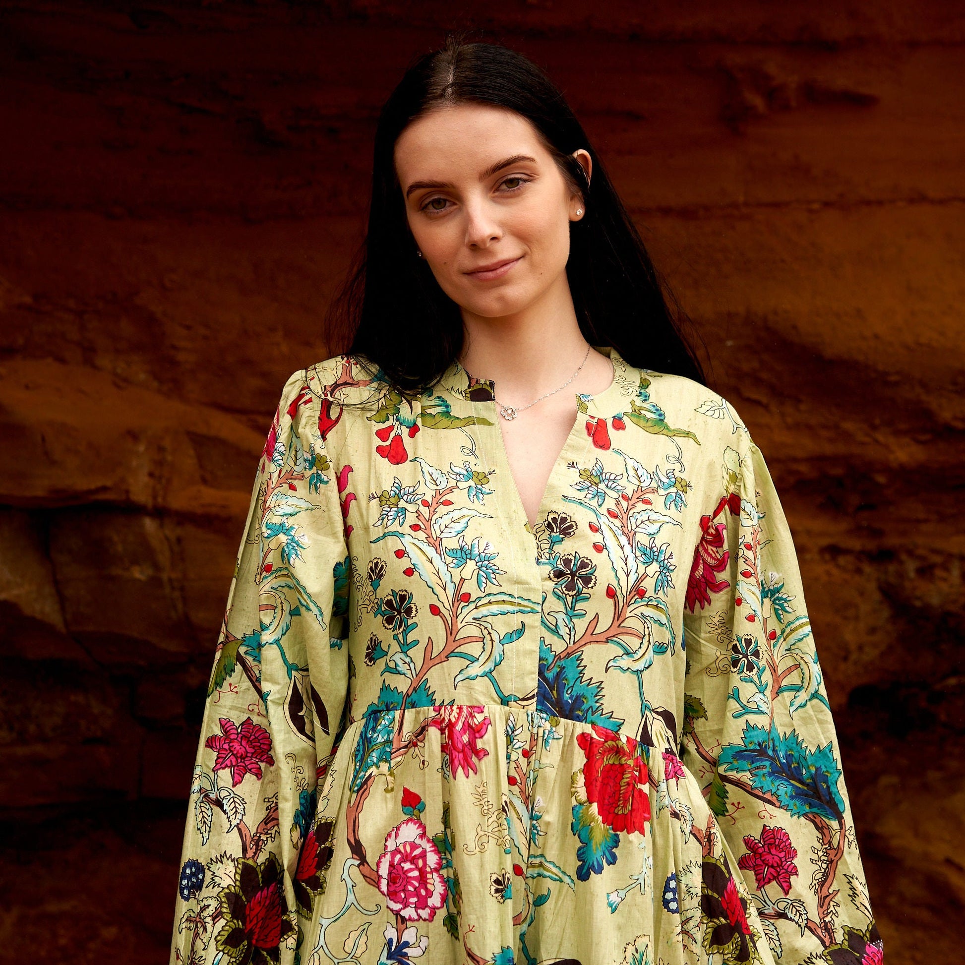 'Floral Fusion' 100% Cotton Maxi Dress