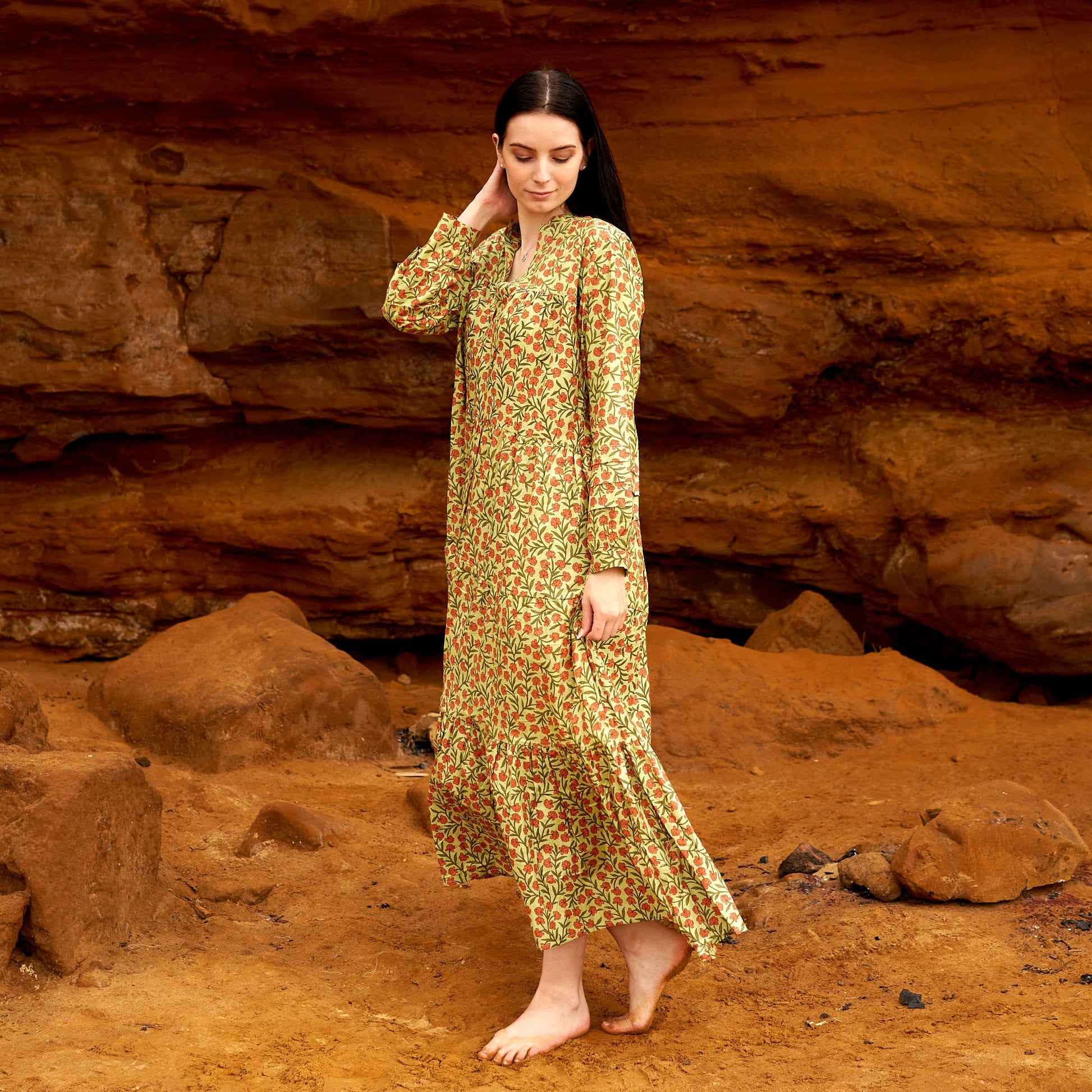 'Sunset Garden' 100% Cotton Maxi Dress