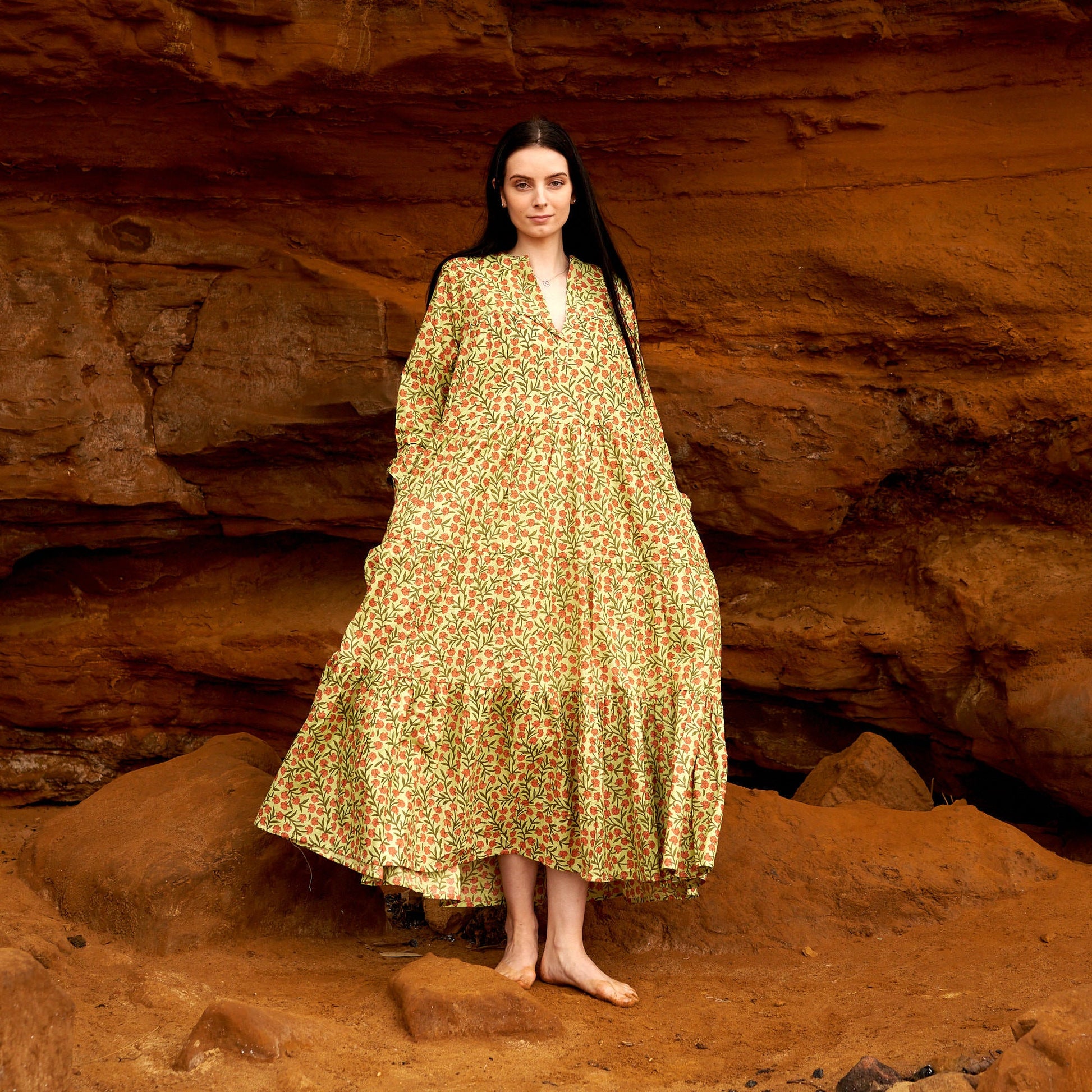 'Sunset Garden' 100% Cotton Maxi Dress