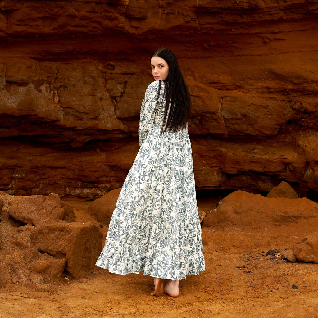 'Verdant Escape' 100% Cotton Maxi Dress