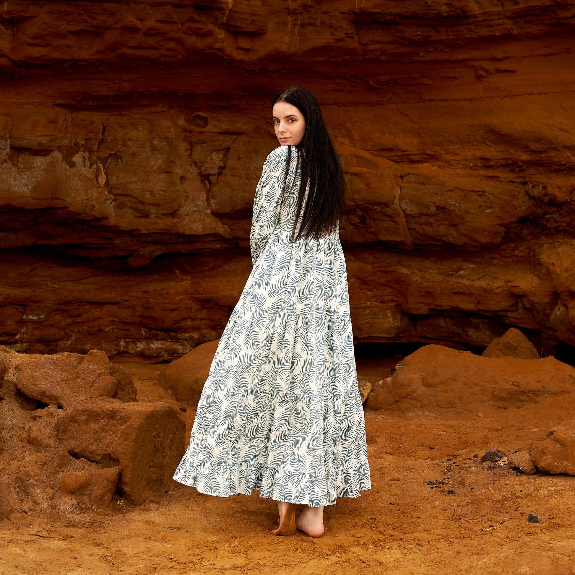 'Verdant Escape' 100% Cotton Maxi Dress