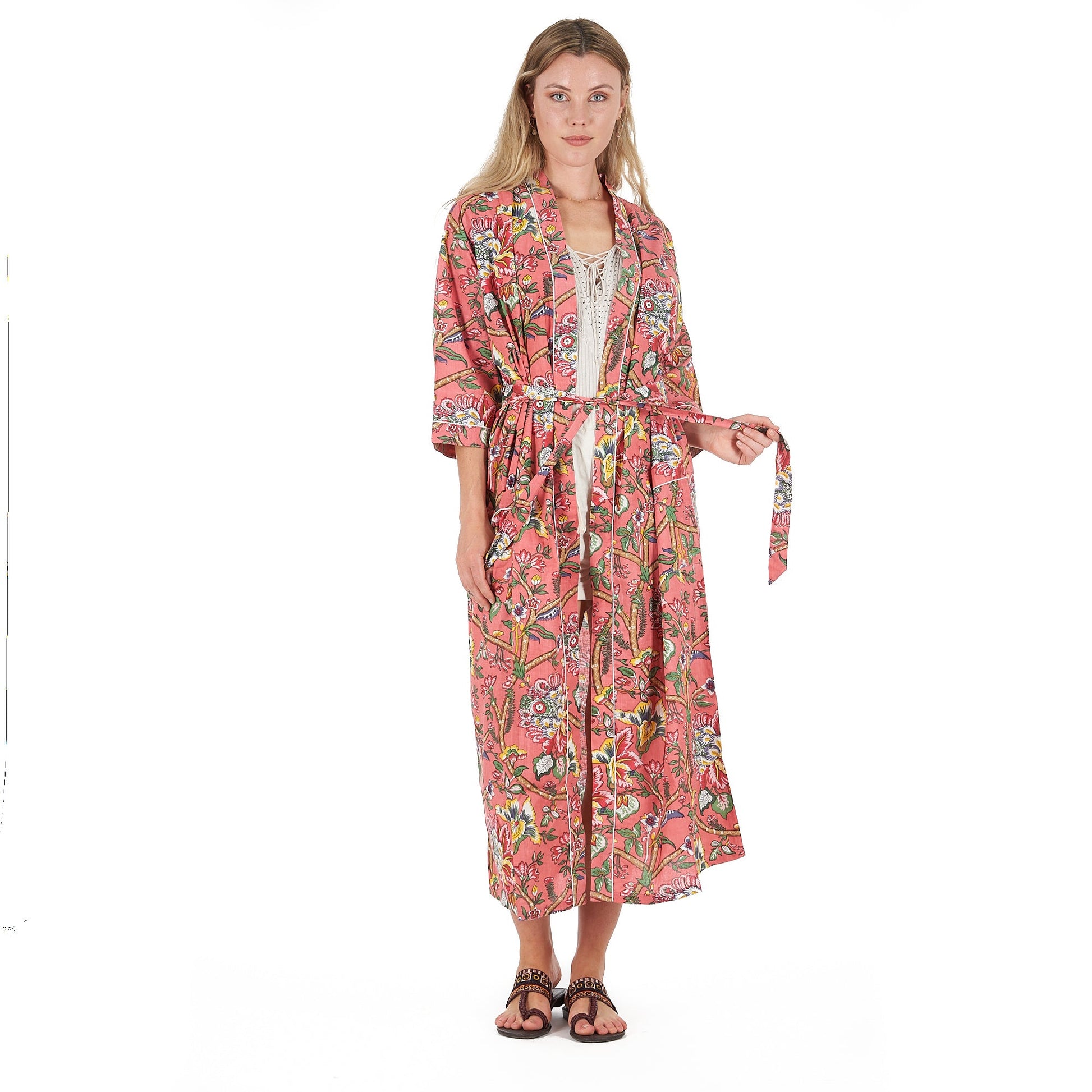 'Floral Splendour' 100% Cotton Kimono Robe