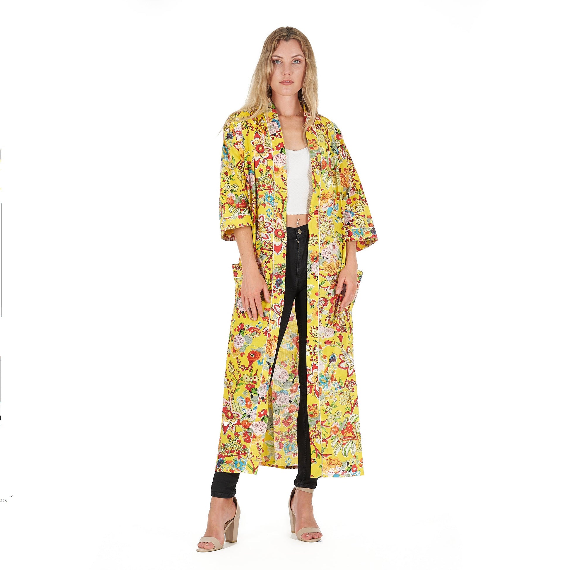 'Tuscan Sunshine' 100% Cotton Kimono Robe