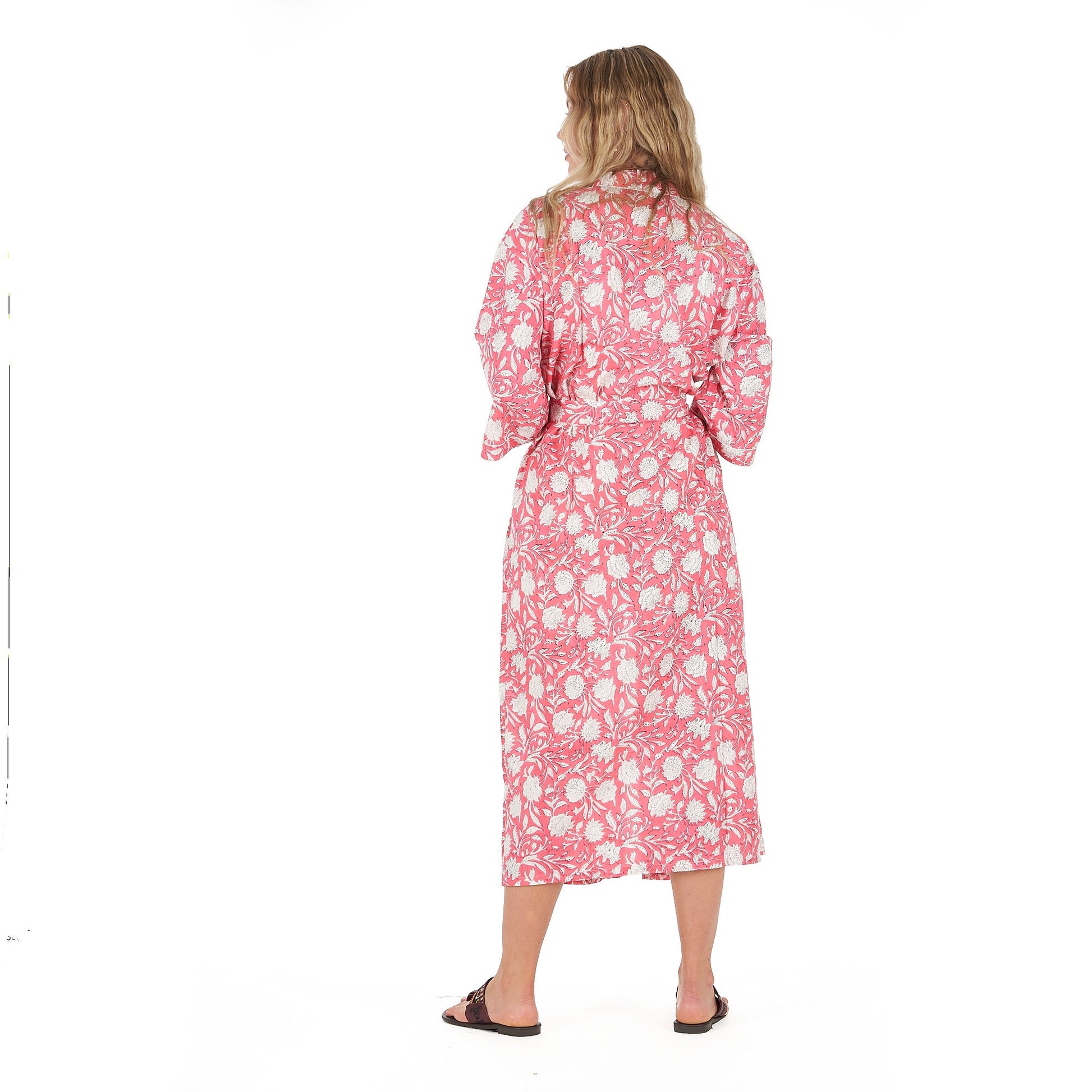 'White Blossom Bliss' 100% Cotton Kimono Robe