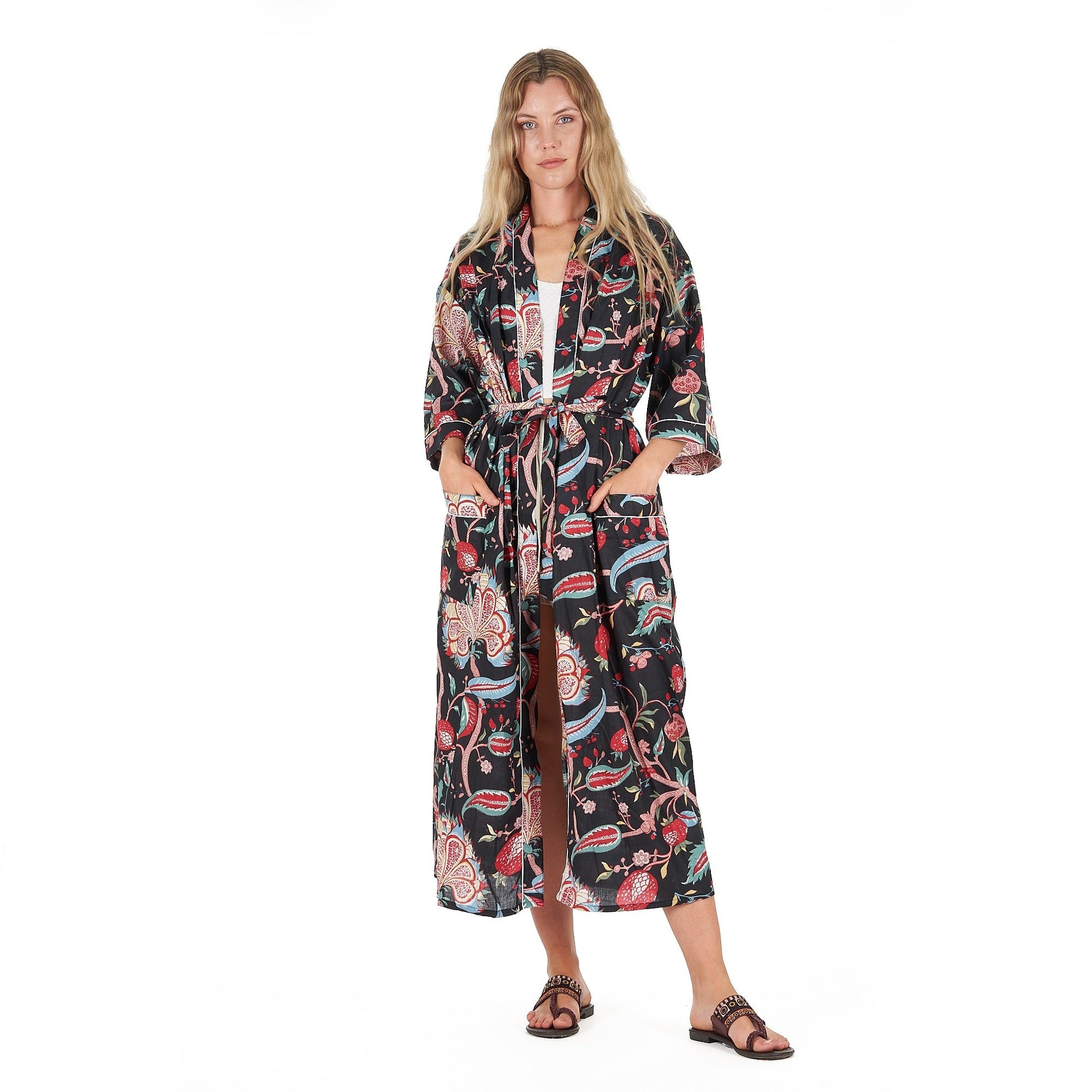 'Midnight Mystique' 100% Cotton Kimono Robe