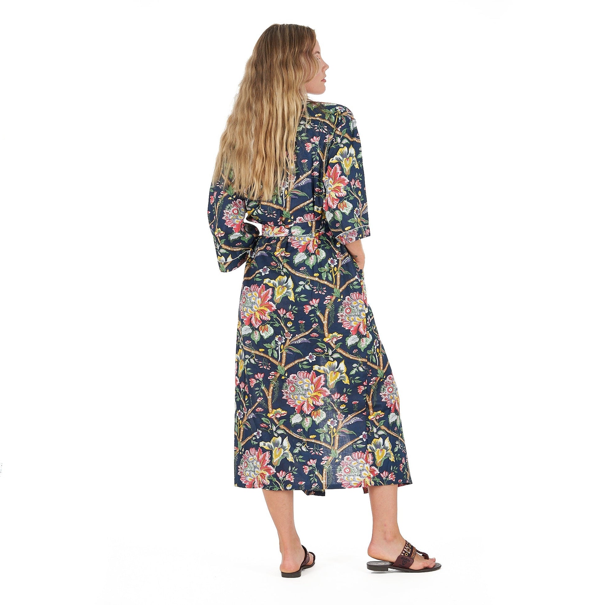 'Nocturnal Botanics' 100% Cotton Kimono Robe