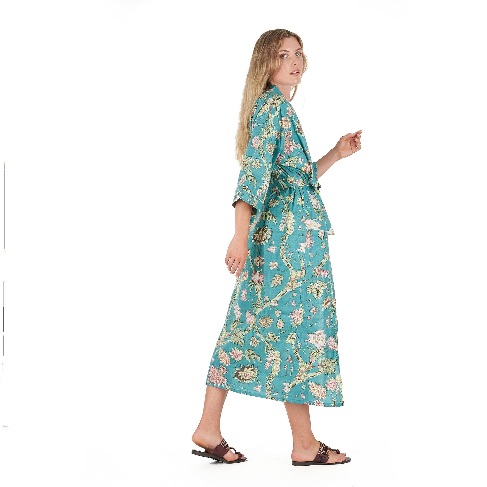 'Coastal Cool' 100% Cotton Kimono Robe
