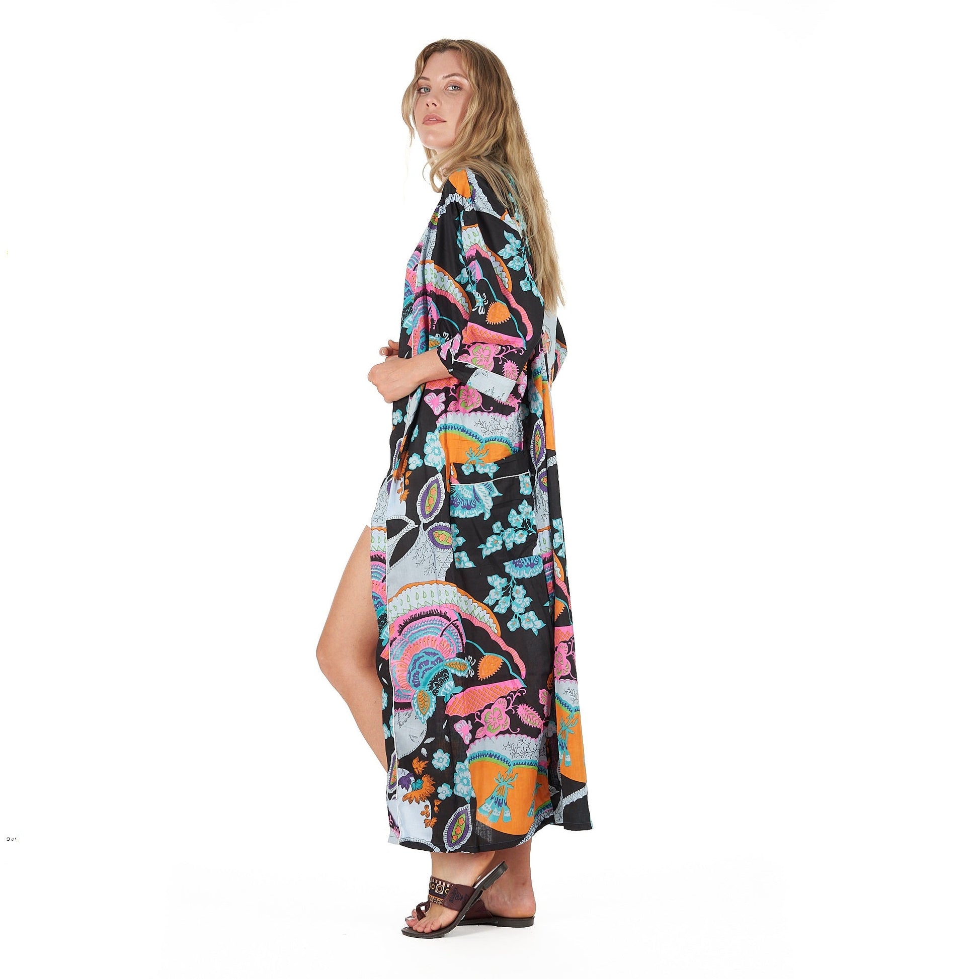 'Moonlit Flora" 100% Cotton Kimono Robe