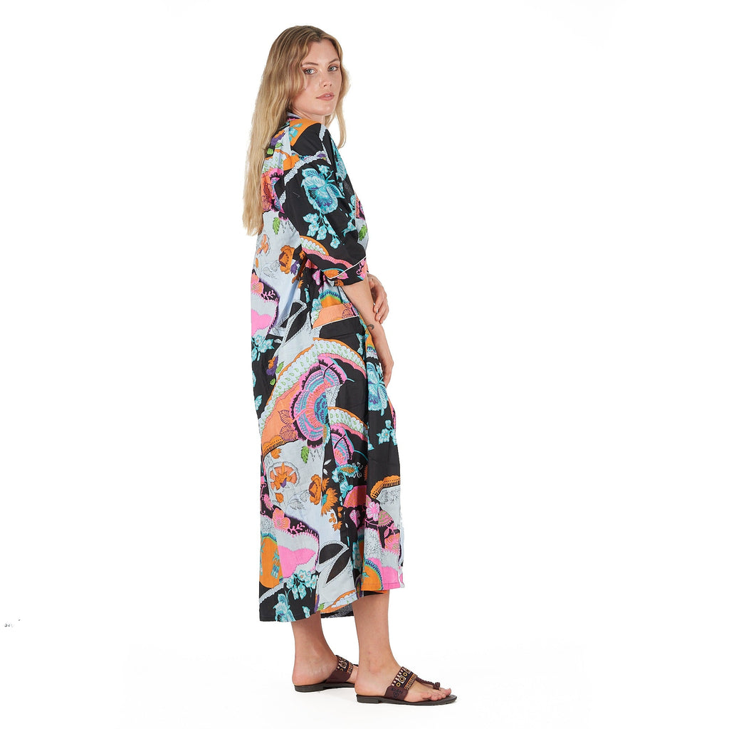 'Moonlit Flora" 100% Cotton Kimono Robe