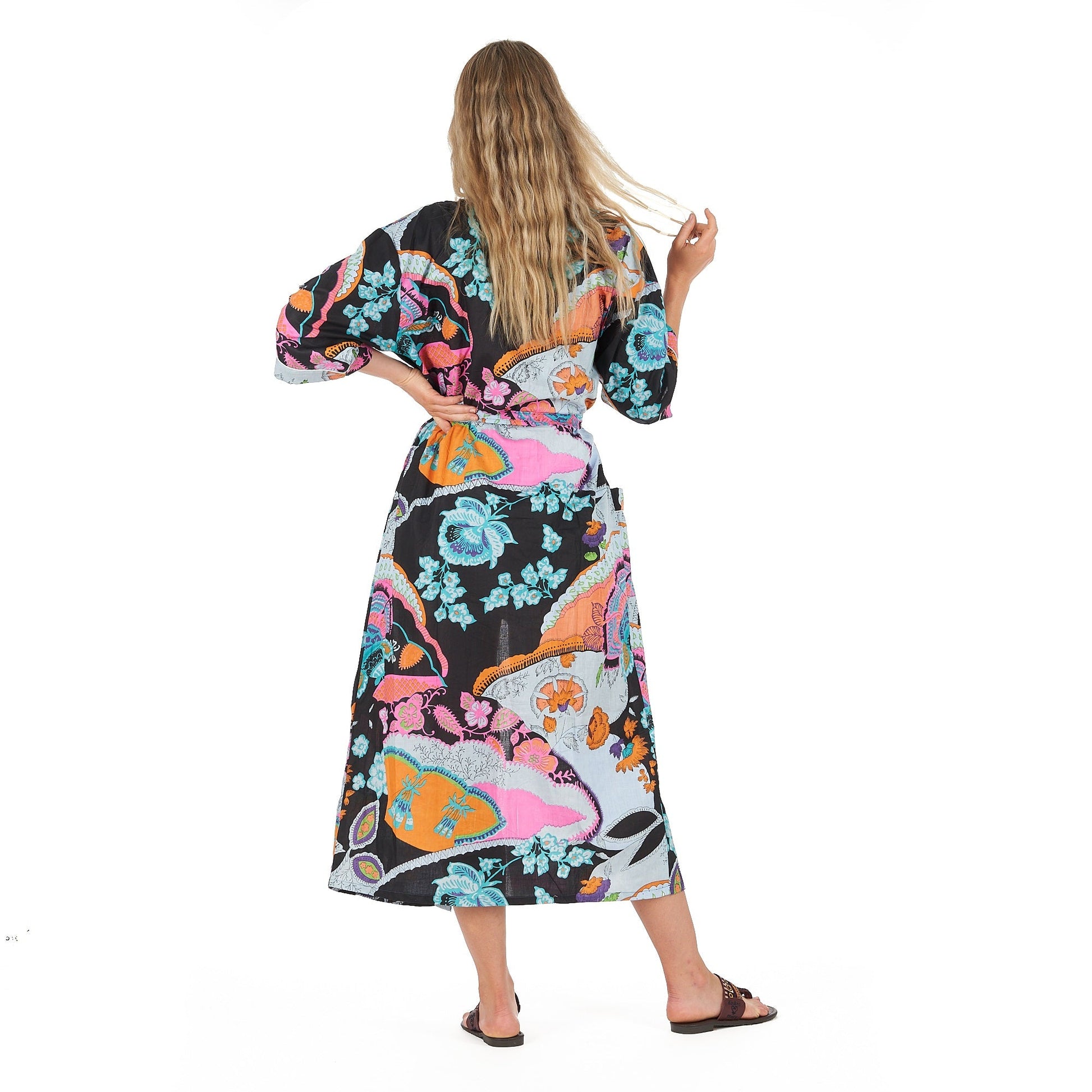 'Moonlit Flora" 100% Cotton Kimono Robe