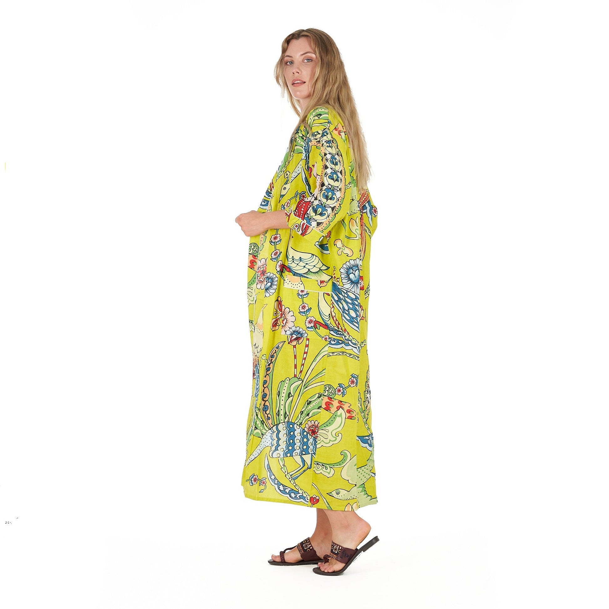 'Vibrant Paradise' 100% Cotton Kimono Robe