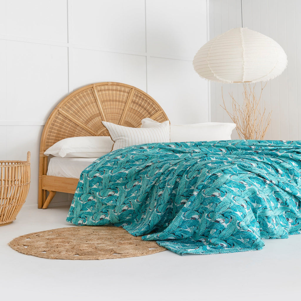 Linen Connections Indian Kantha Quilt - Sorority Green