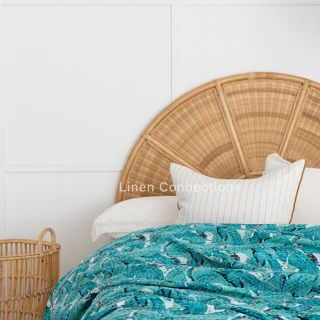 Linen Connections Indian Kantha Quilt - Green Hush