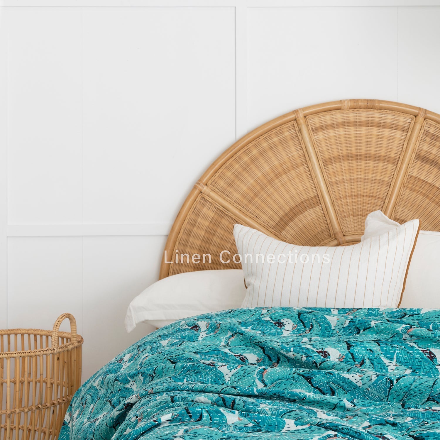 Linen Connections Indian Kantha Quilt - Green Hush