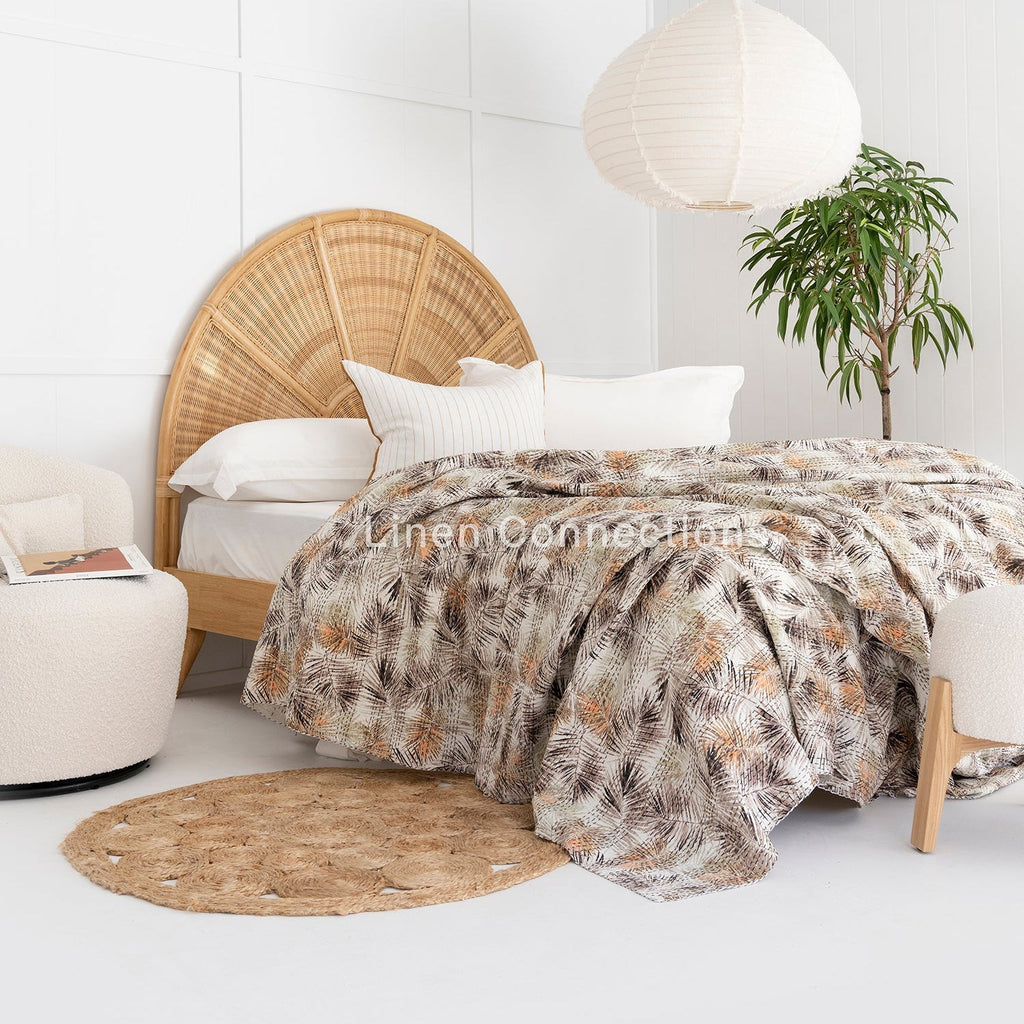 Linen Connections Indian Kantha Quilt - Brown Fur