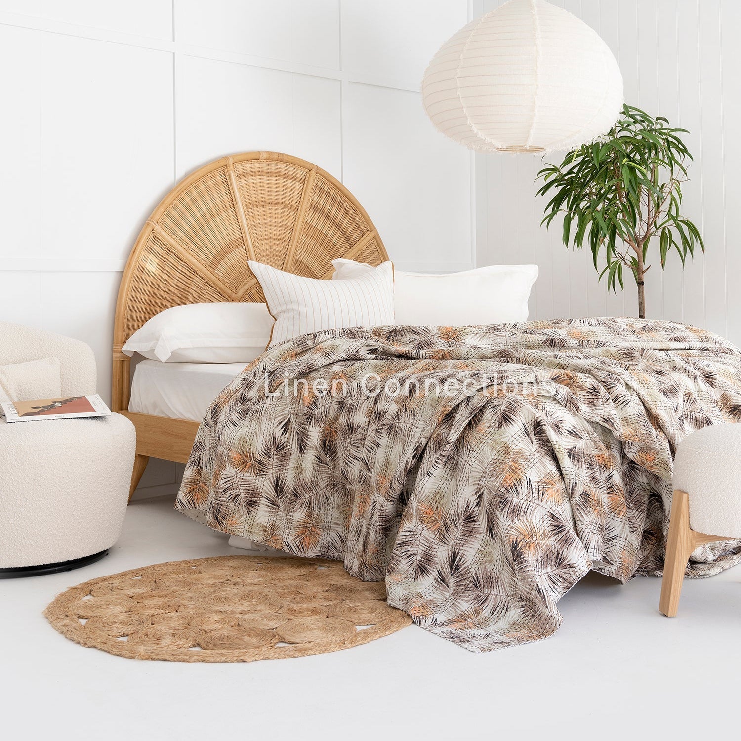 Linen Connections Indian Kantha Quilt - Brown Fur