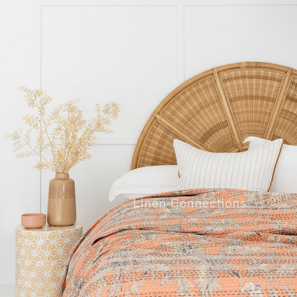 Linen Connections Indian Kantha Quilt - Orange Wish