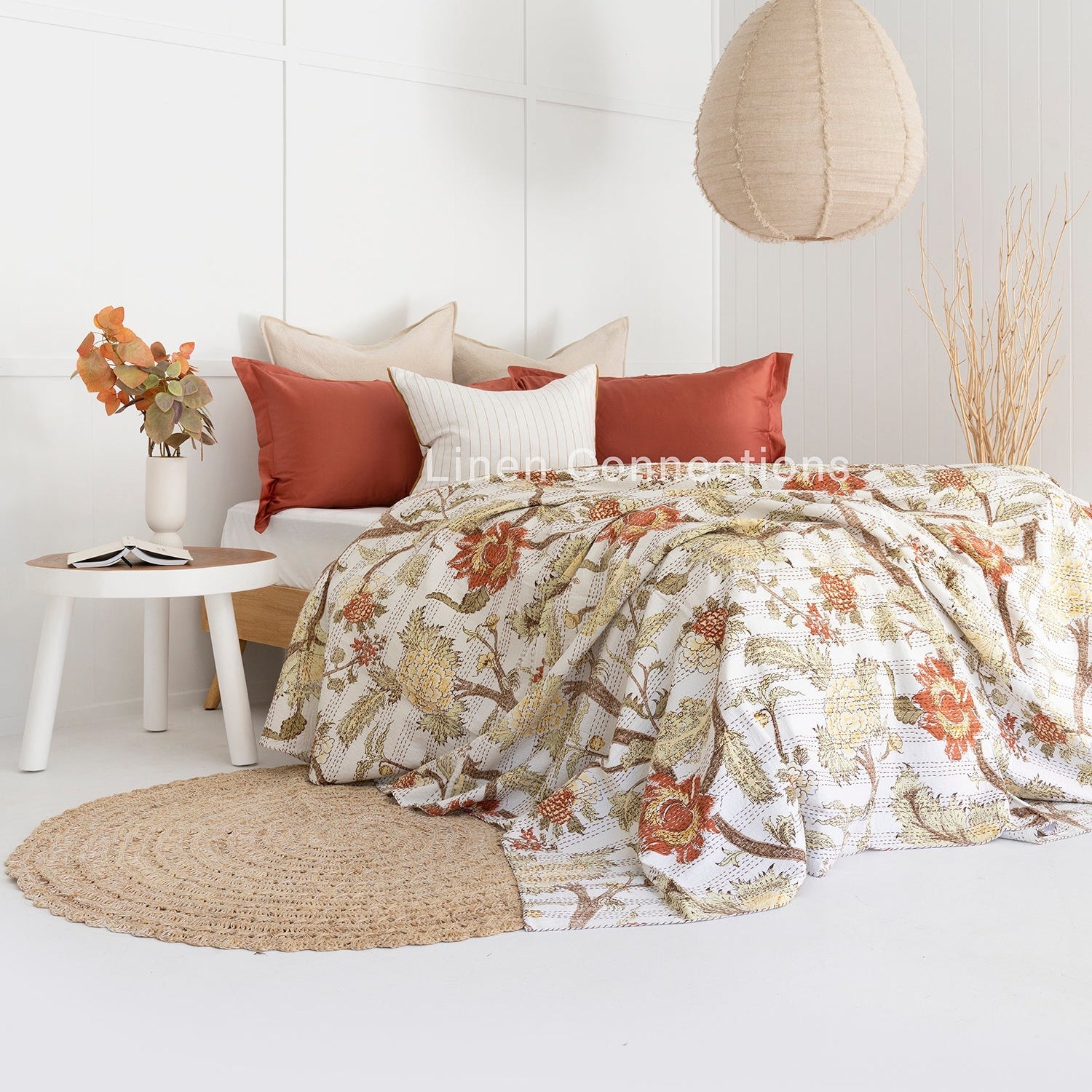 Linen Connections Indian Kantha Quilt - Spiritual Tree